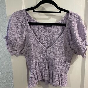 Elegant Lilac Smocked Blouse